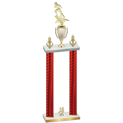 Double Red Carbon Fiber Year Football Trophy