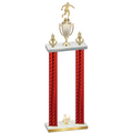 Double Red Carbon Fiber Third Place Soccer Trophy
