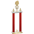 Double Red Carbon Fiber Third Place Soccer Trophy