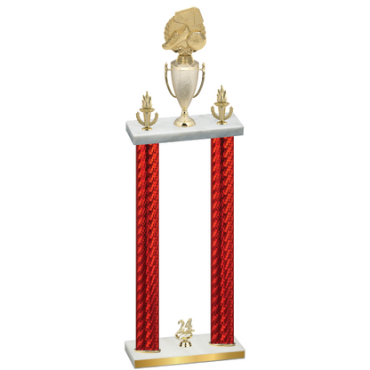 Double Red Carbon Fiber Year Soccer Trophy