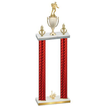 Double Red Carbon Fiber First Place Rugby Trophy