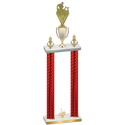 Double Red Carbon Fiber First Place Rugby Trophy