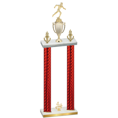 Double Red Carbon Fiber Fourth Place Running Trophy