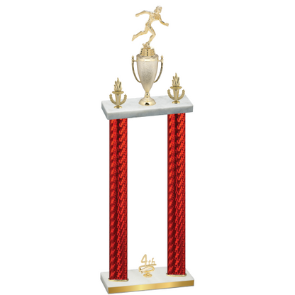 Double Red Carbon Fiber Fourth Place Running Trophy
