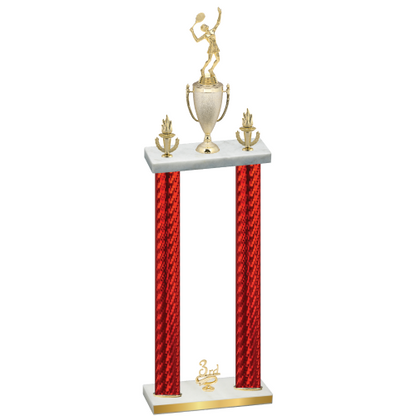 Double Red Carbon Fiber Third Place Tennis Trophy