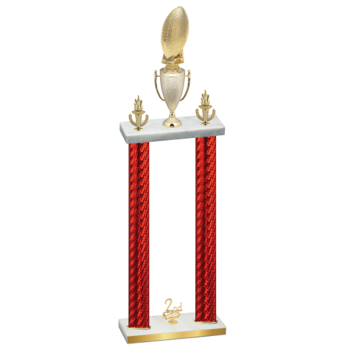 Double Red Carbon Fiber Second Place Football Trophy