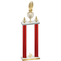 Double Red Carbon Fiber Fourth Place Football Trophy
