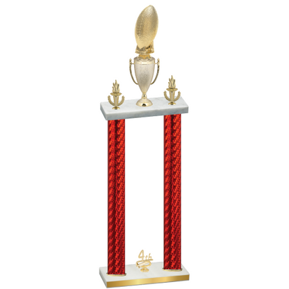 Double Red Carbon Fiber Fourth Place Football Trophy