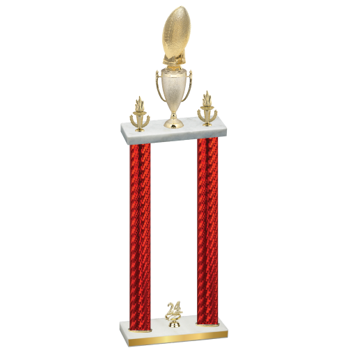 Double Red Carbon Fiber Year Football Trophy