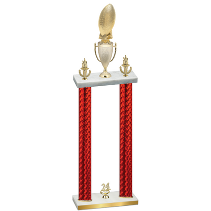Double Red Carbon Fiber Year Football Trophy