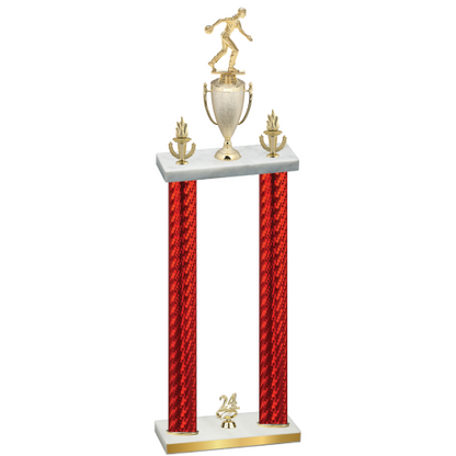 Double Red Carbon Fiber Year Bowling Trophy