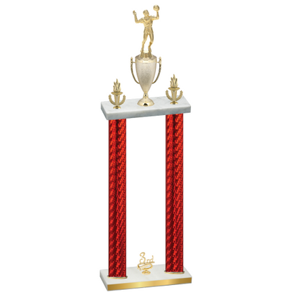 Double Red Carbon Fiber Third Place Volleyball Trophy