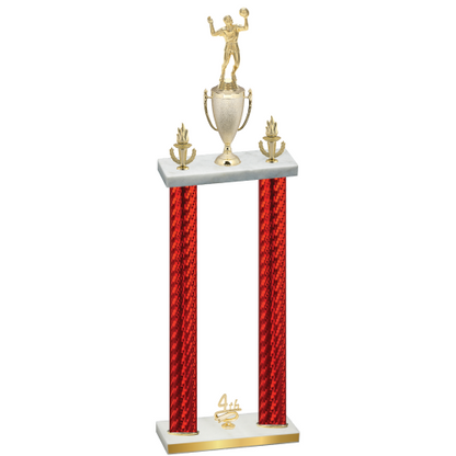 Double Red Carbon Fiber Fourth Place Volleyball Trophy