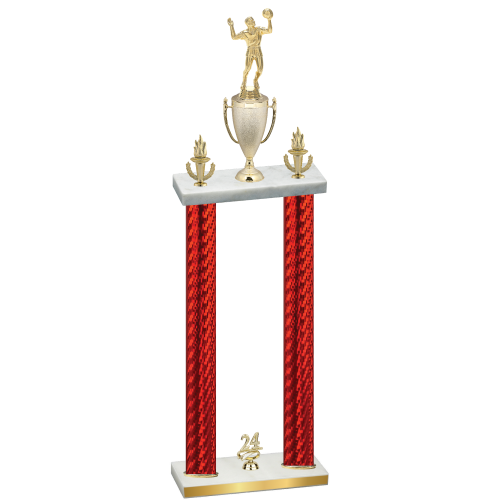 Double Red Carbon Fiber Year Volleyball Trophy