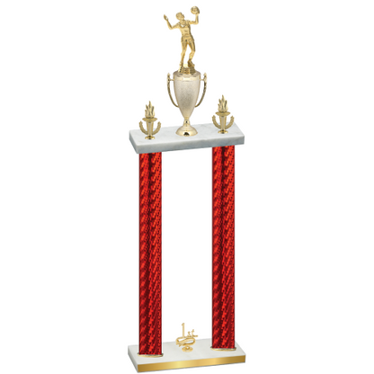 Double Red Carbon Fiber First Place Volleyball Trophy