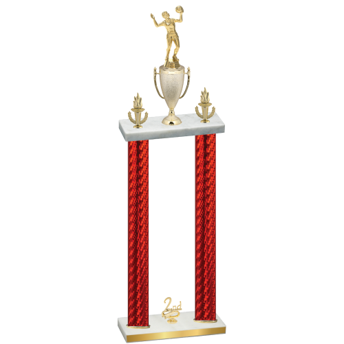 Double Red Carbon Fiber Second Place Volleyball Trophy