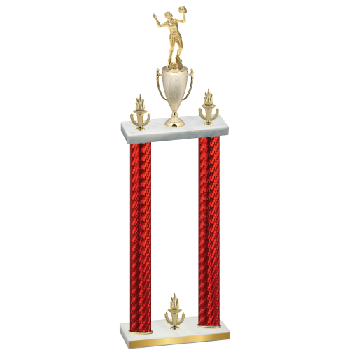 Double Red Carbon Fiber Victory Volleyball Trophy