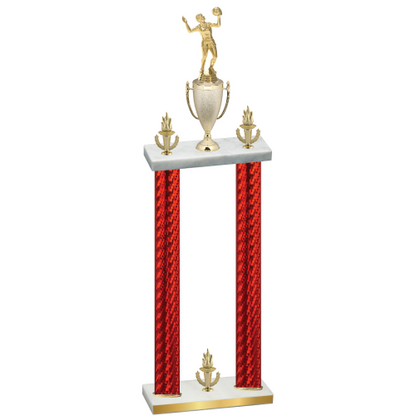 Double Red Carbon Fiber Victory Volleyball Trophy
