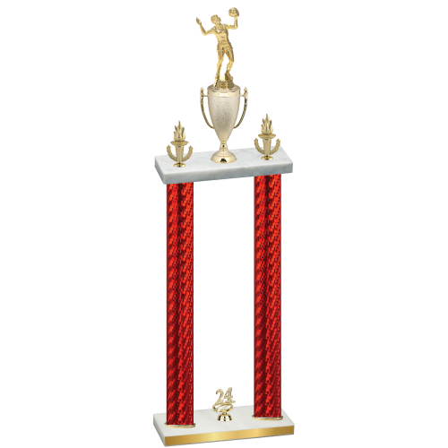 Double Red Carbon Fiber Year Volleyball Trophy