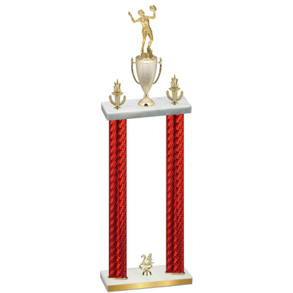 Double Red Carbon Fiber Year Volleyball Trophy