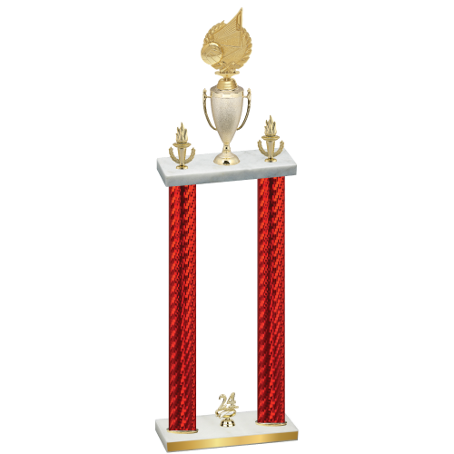 Double Red Carbon Fiber Year Volleyball Trophy