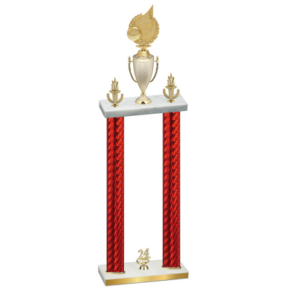 Double Red Carbon Fiber Year Volleyball Trophy