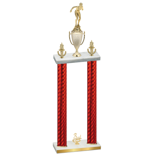 Double Red Carbon Fiber Third Place Tennis Trophy