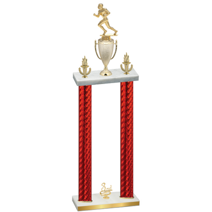 Double Red Carbon Fiber Third Place Football Trophy