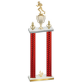 Double Red Carbon Fiber Fourth Place Football Trophy