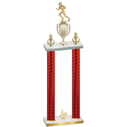 Double Red Carbon Fiber Fourth Place Football Trophy