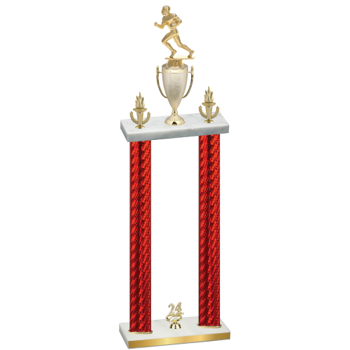 Double Red Carbon Fiber Year Football Trophy