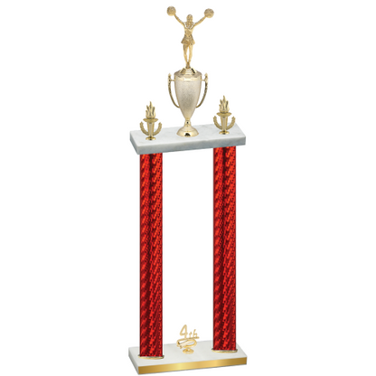 Double Red Carbon Fiber Fourth Place Cheerleading Trophy