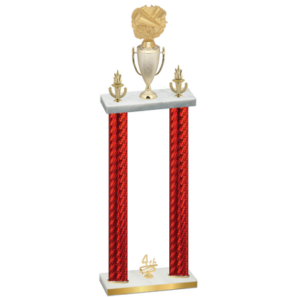 Double Red Carbon Fiber Fourth Place Cheerleading Trophy