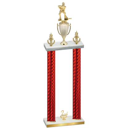 Double Red Carbon Fiber Second Place Hockey Trophy