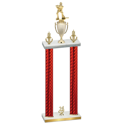 Double Red Carbon Fiber Year Hockey Trophy