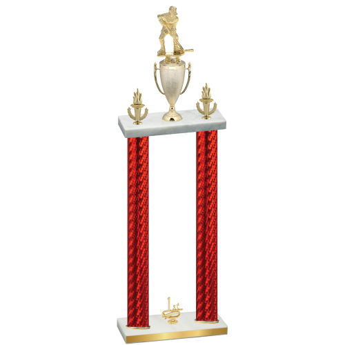Double Red Carbon Fiber First Place Hockey Trophy