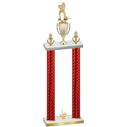 Double Red Carbon Fiber First Place Hockey Trophy