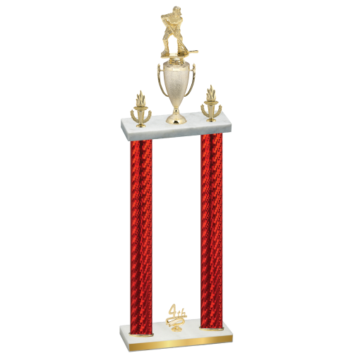 Double Red Carbon Fiber Fourth Place Hockey Trophy