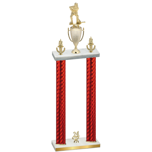 Double Red Carbon Fiber Year Hockey Trophy