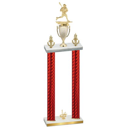 Double Red Carbon Fiber First Place Lacrosse Trophy