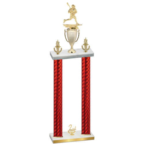 Double Red Carbon Fiber Second Place Lacrosse Trophy