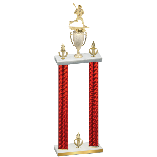 Double Red Carbon Fiber Victory Lacrosse Trophy