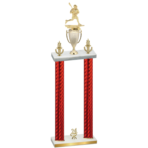 Double Red Carbon Fiber Year Lacrosse Trophy