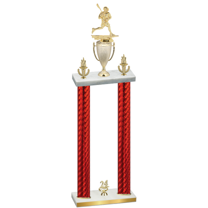 Double Red Carbon Fiber Year Lacrosse Trophy