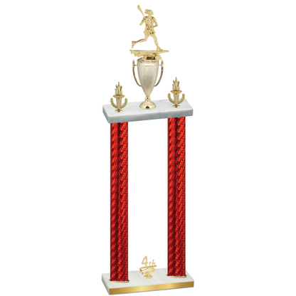 Double Red Carbon Fiber Fourth Place Lacrosse Trophy