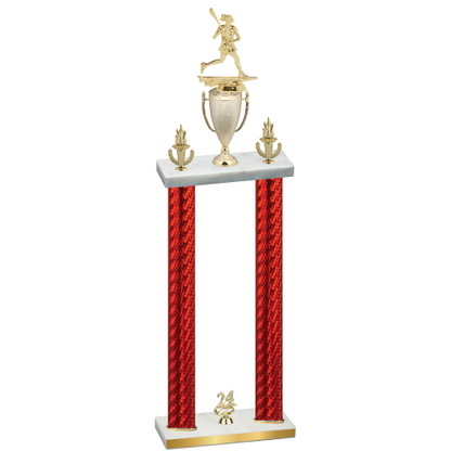 Double Red Carbon Fiber Year Lacrosse Trophy