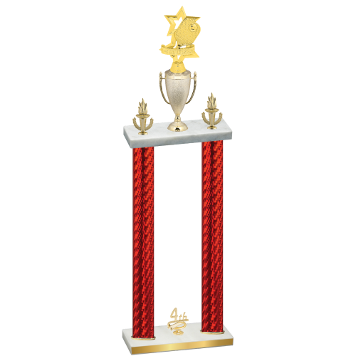 Double Red Carbon Fiber Fourth Place Pickleball Trophy