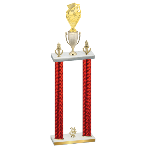 Double Red Carbon Fiber Year Pickleball Trophy