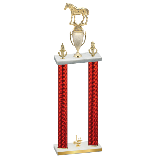 Double Red Carbon Fiber First Place Horses Trophy