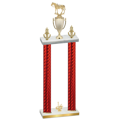 Double Red Carbon Fiber First Place Horses Trophy